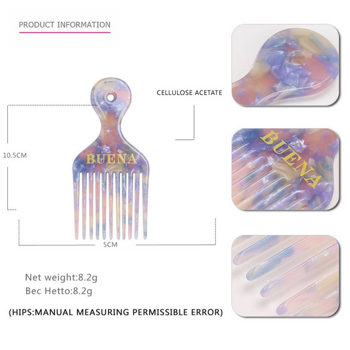 ACETATE INSERT COMB WIDE LONG TOOTH CURLING COMB_CWAHA4234
