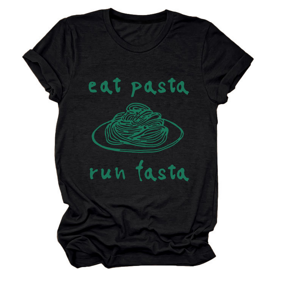 Trendy Womens Short Sleeve Tee Eat Pasta Run