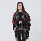 Plaid Faux Cashmere Cape Scarf With Tassels_Cwasc0336