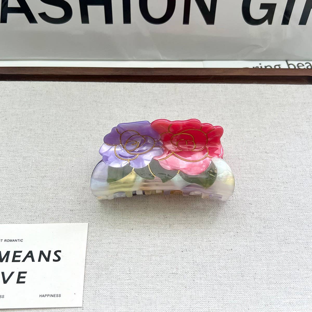 Vintage Two-Flower Acetate Clip Elegant Style