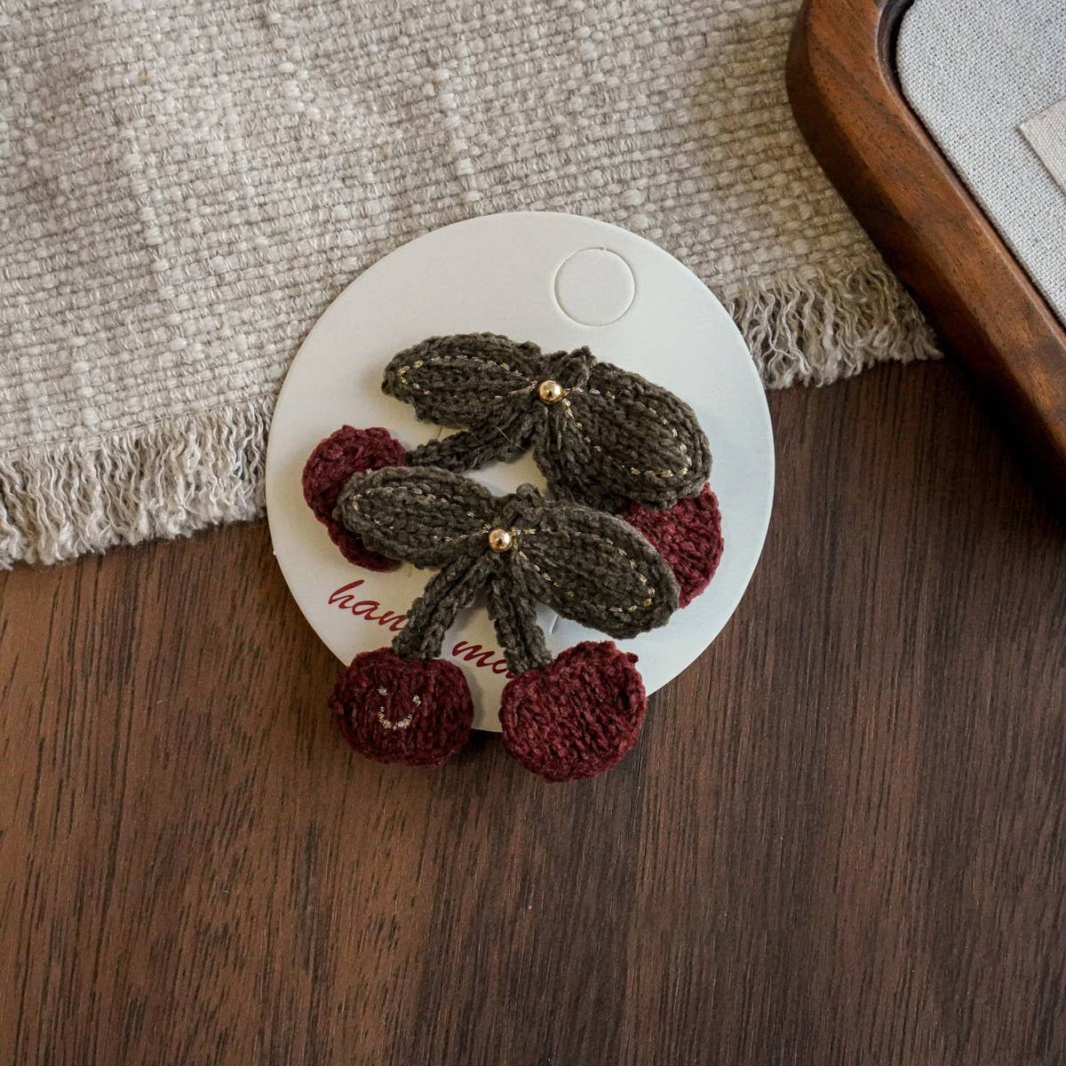Handmade Bunny Cherry Fabric Hair Clip_Cwaha08354