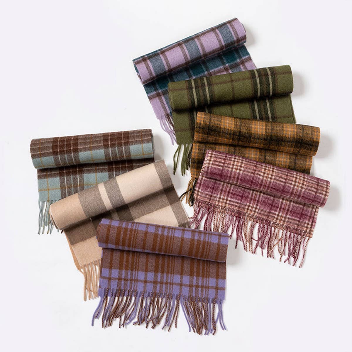 100% WOOL PLAID SCARF UNISEX WARM WINTER WRAP_CWASC2346