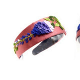 EMBROIDERED PURPLE VINE HEADBAND WITH FLORAL ART_CWMM6124