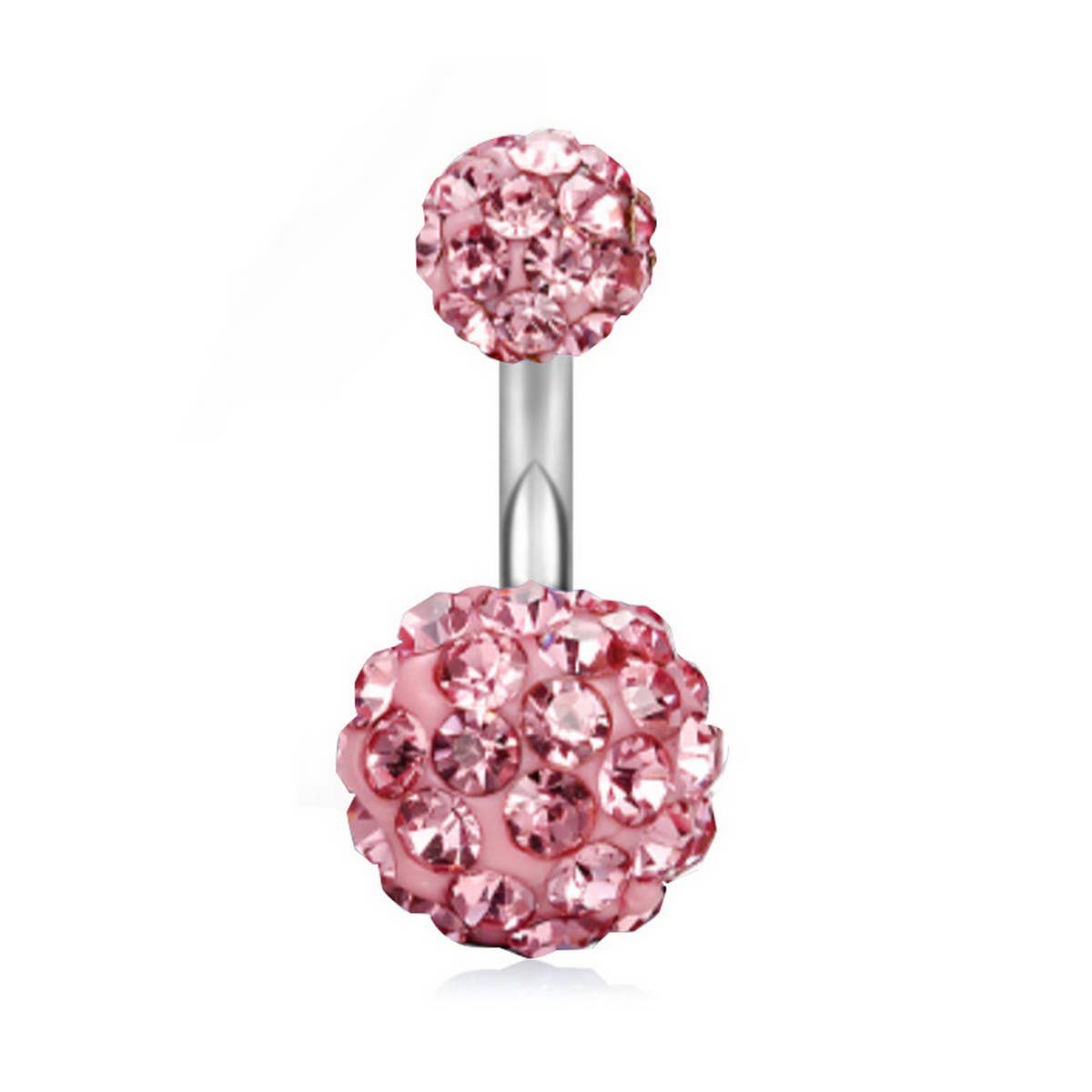CLAY BALL BELLY RING CZ STAINLESS STEEL PIERCING_CWMM9193