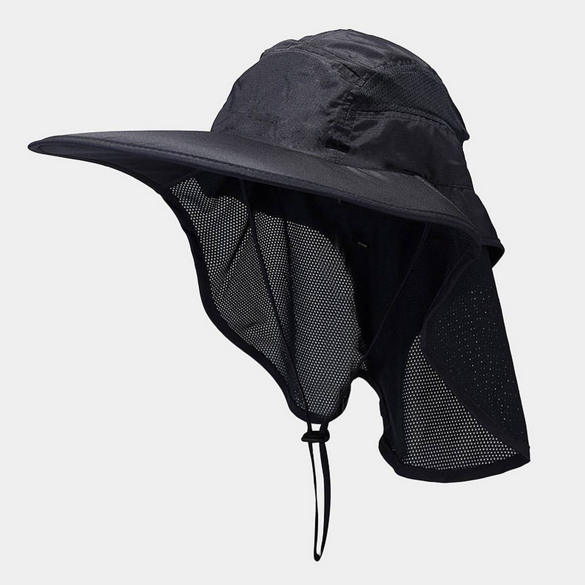 Wide Brim Uv Protection Hat With Mesh Neck Cover_Cwah3832