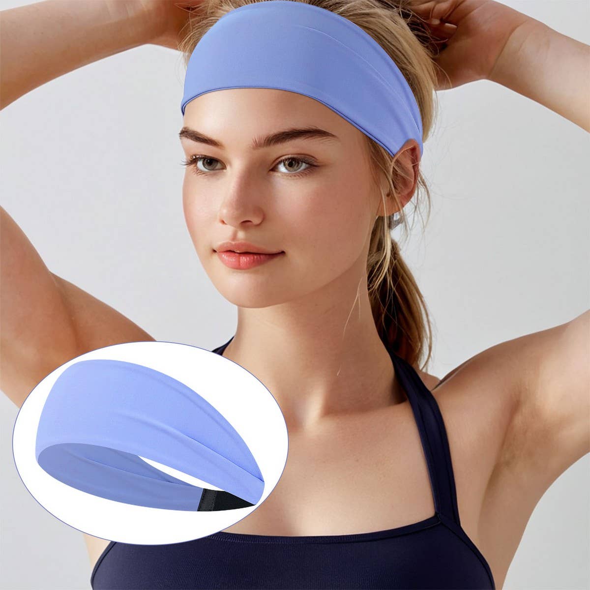 Wide Elastic Yoga Headband For Women Sweat-Wicking_Cwmm7954