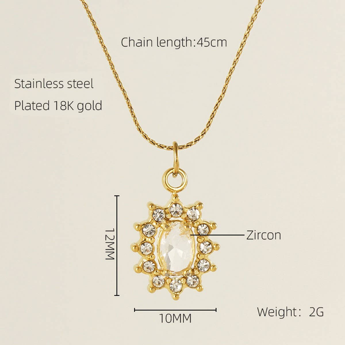 STAINLESS STEEL ZIRCON HEART PENDANT NECKLACE_CWAJE0682