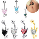 DEVIL HEART ZIRCON BELLY BUTTON PIERCING RING_CWMM9229
