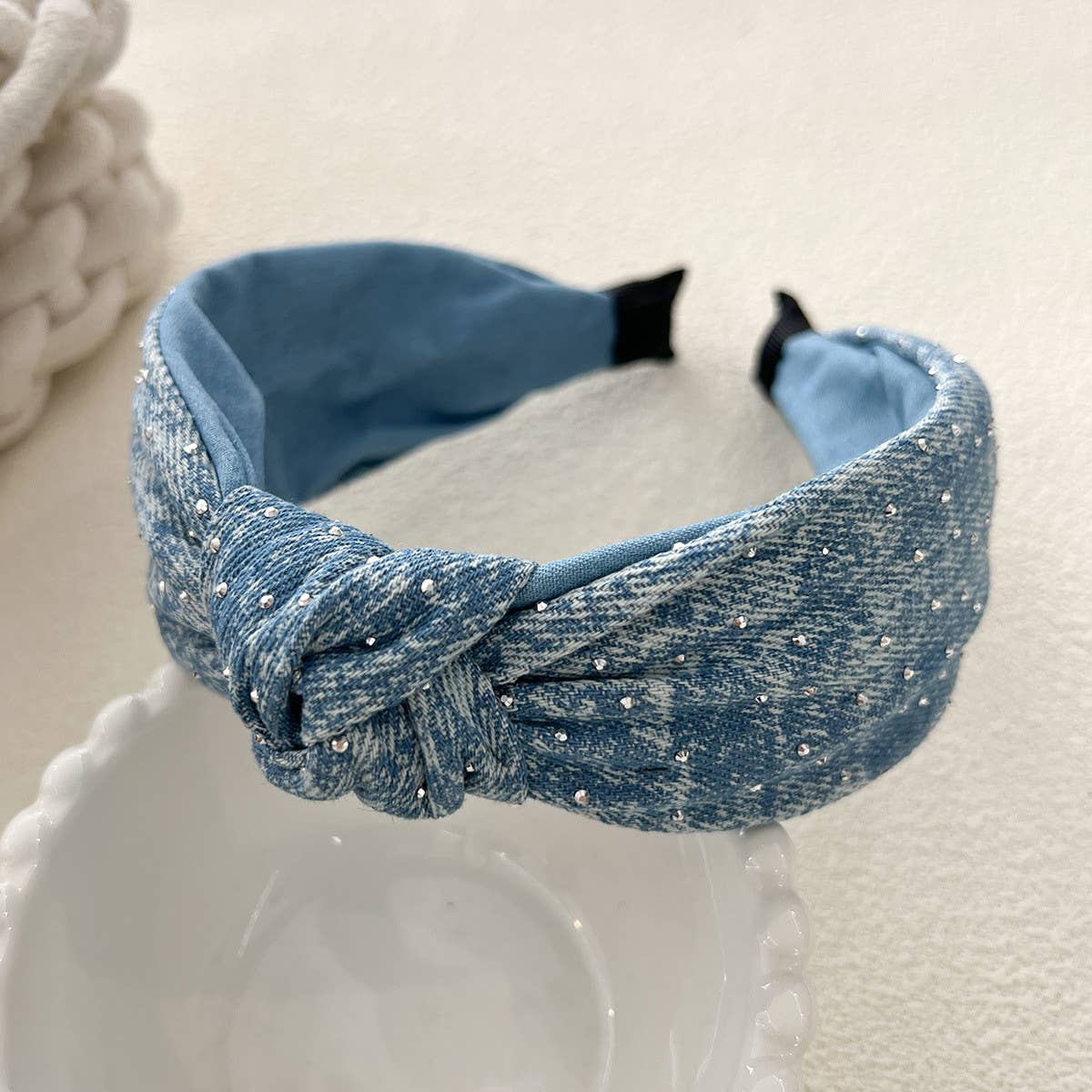 DENIM STARRY PUFF HEADBAND WITH VOLUME SPONGE_CWAHA2832