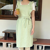 SOLID COLOR COTTON PASTORAL FLORAL SMOCK APRON_CWMM5829