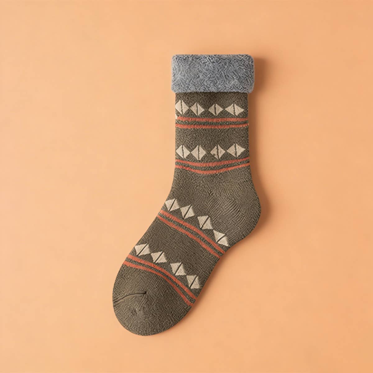 Ultra Thick Fleece Flip Cuff Warm Socks_Cwms03157