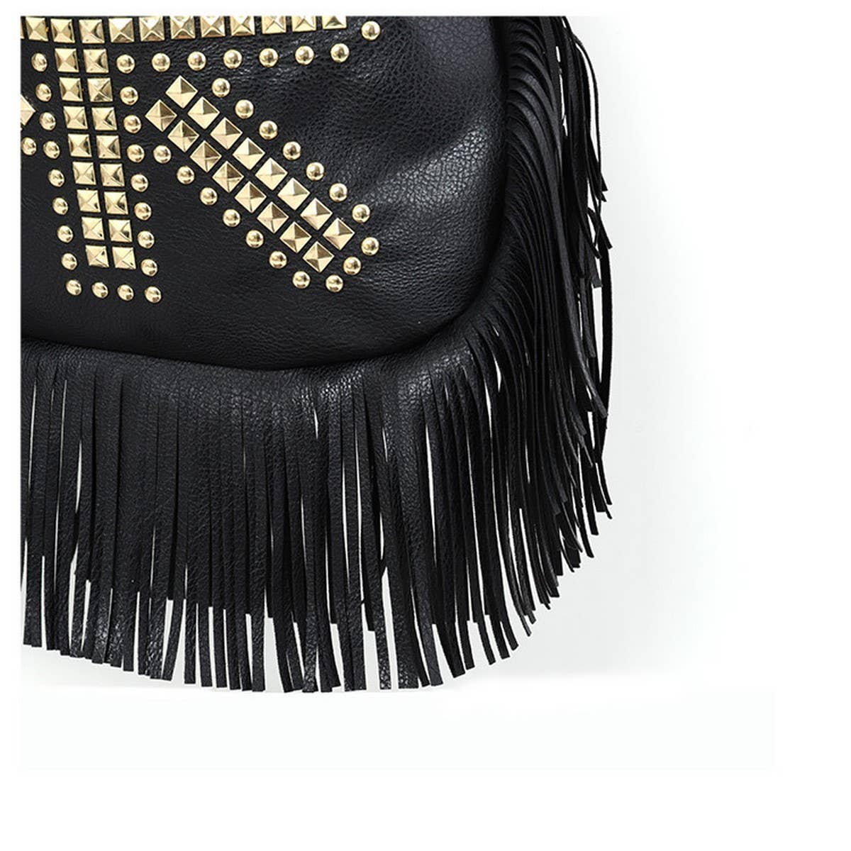 Cwab4538_Rivet Soft Leather Tassel Hand-Held Shoulder Bag