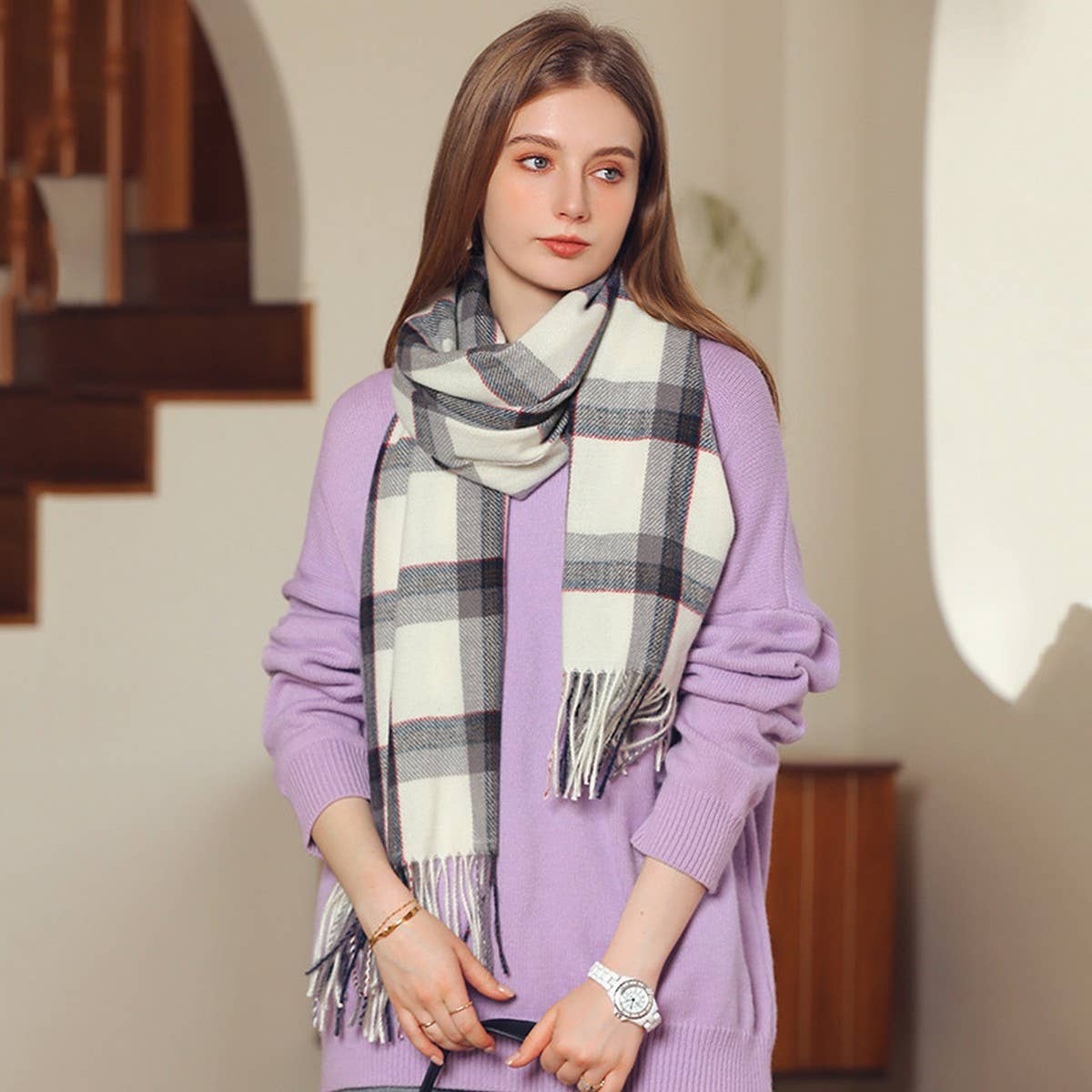 Winter  Shawl Wraps Big Grid Soft Blanket Scarfs