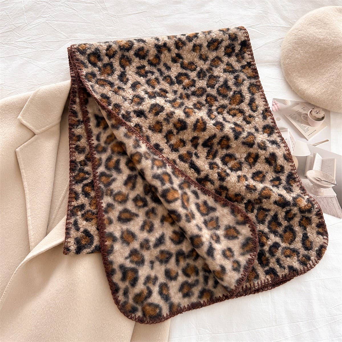 Vintage Leopard Tassel Scarf For Fall Winter_Cwasc2744