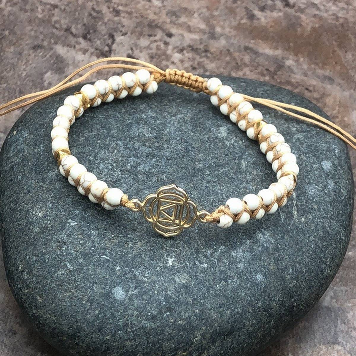 GOLD TONE REIKI SYMBOL YOGA BRAIDED BRACELET_CWAJE3922
