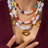 Unique Baroque Turquoise Heart Flower Necklace_Cwmm7535