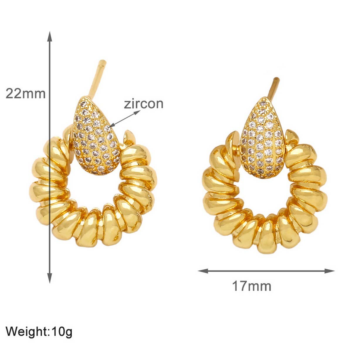 FASHIONABLE ROUND EARRINGS WITH WATER DROPLETS_CWAJE1023