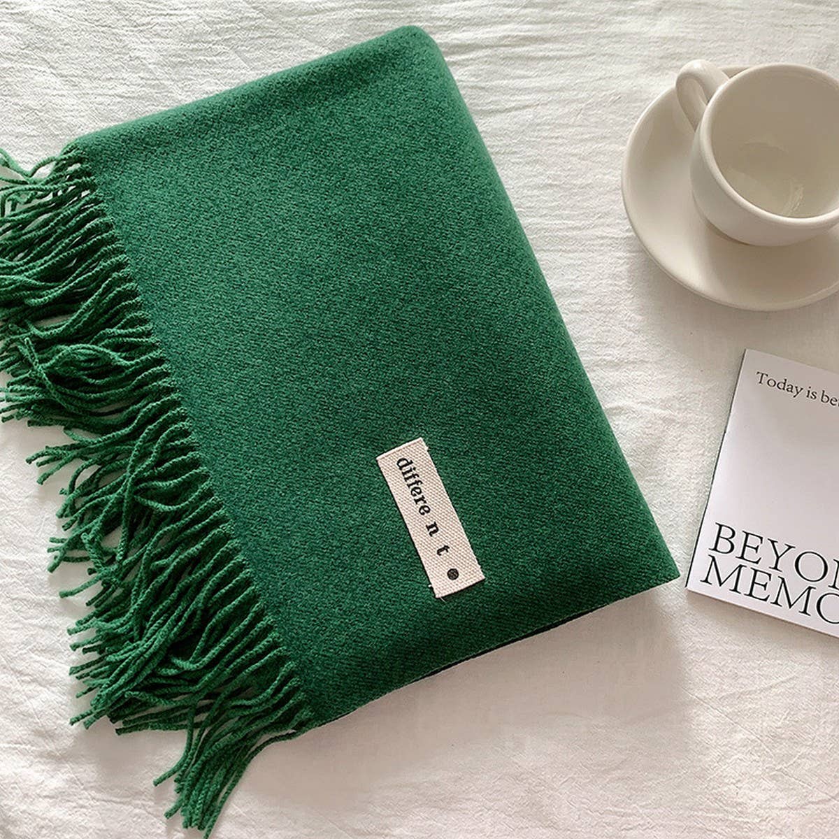 COLORBLOCK TASSEL SCARF THICK WRAP FOR STUDENTS_CWASC2281