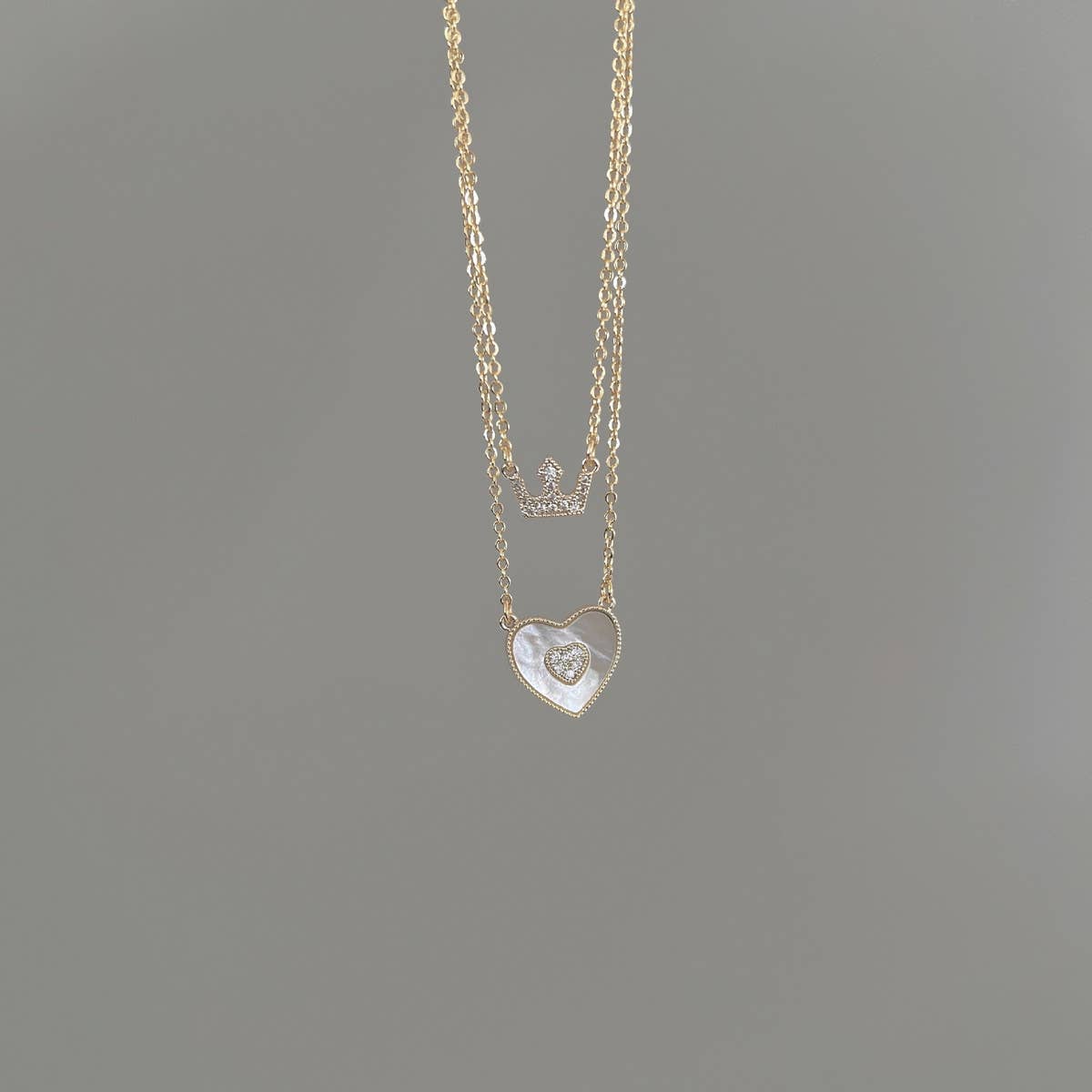 DOUBLE LAYER LOVE SHELL NECKLACE_CWAJE1258