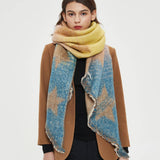 STRIPED FUZZY SHAWL THICK WINTER WRAP FOR WOMEN_CWASC0120