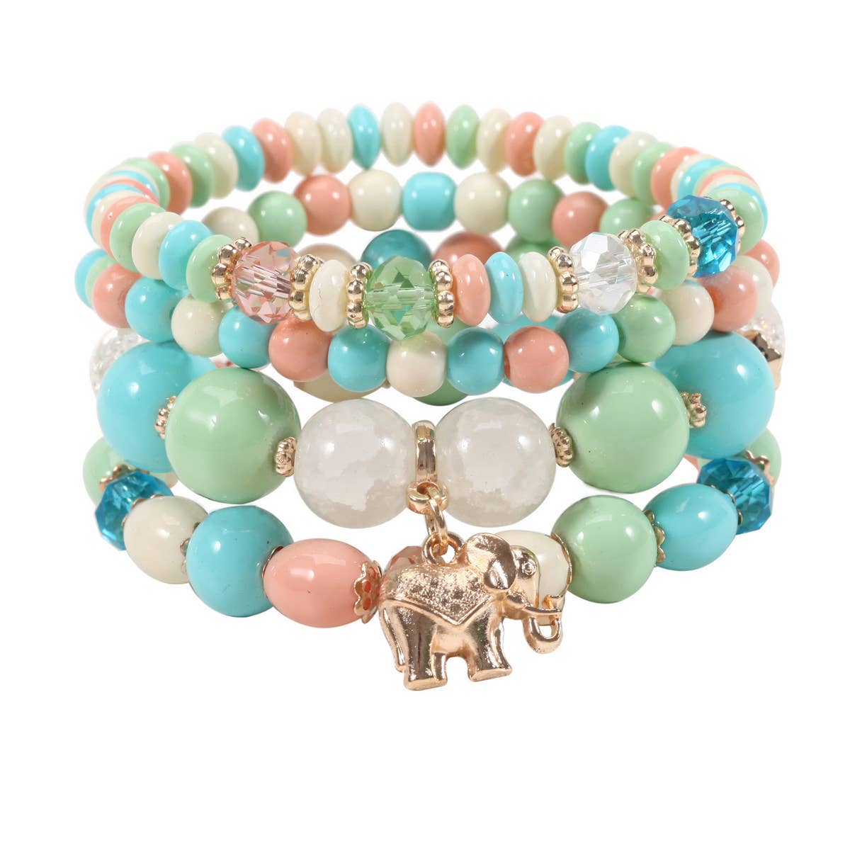 BOHEMIAN ELEPHANT CHARM BEADED BRACELET_CWAJE2210