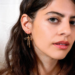 PERSONALITY FASHION 1 STEEL BOW PENDANT EARRINGS_CWAJE1880