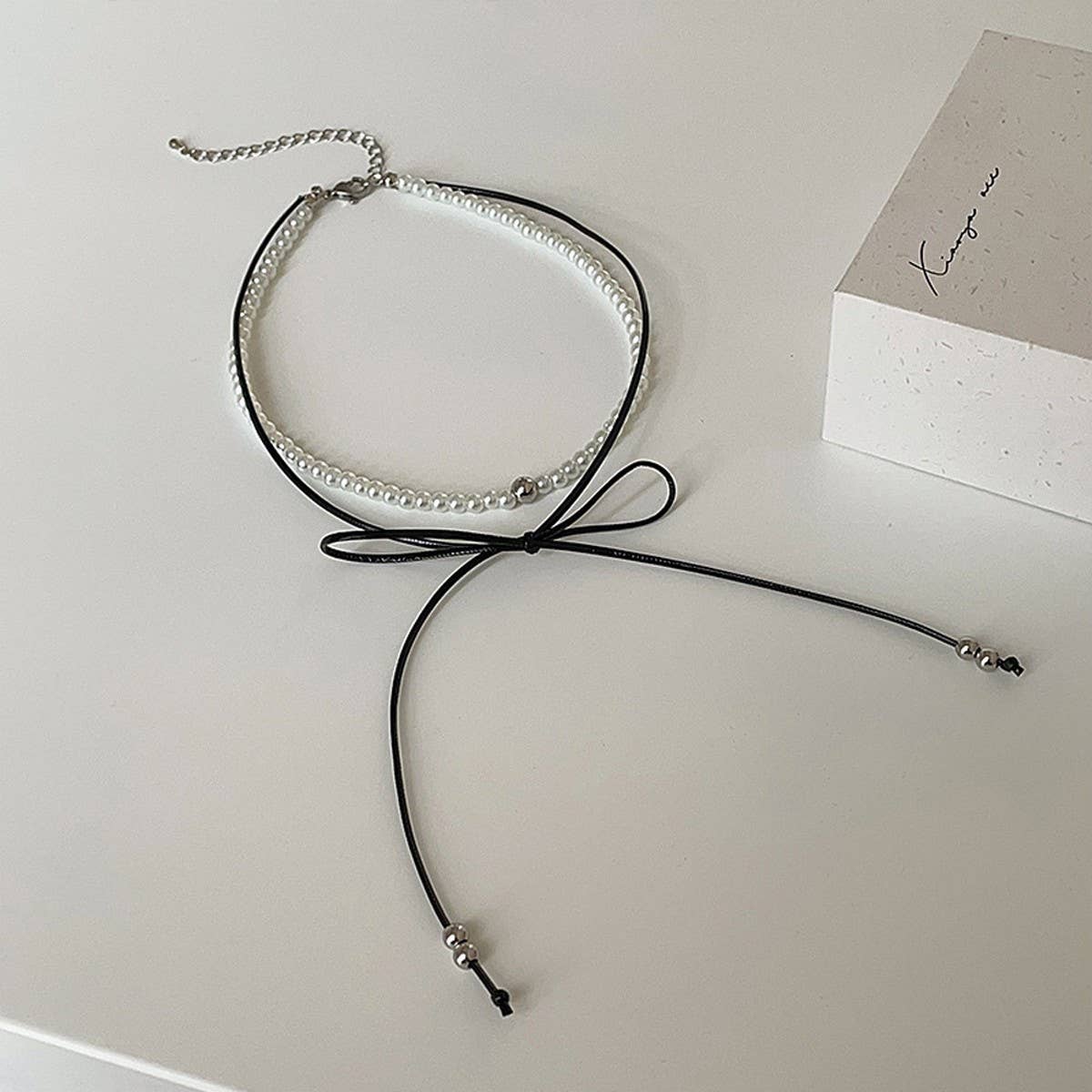 FASHIONABLE PEARL HIGH GRADE BOW PENDANT NECKLACE_CWAJE3081