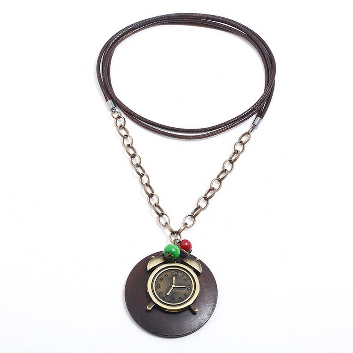 Wax Alloy Creative Alarm Clock Long Necklace_Cwmm4620