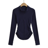 Velvet Stand Collar Zipper Solid Color Base Shirt