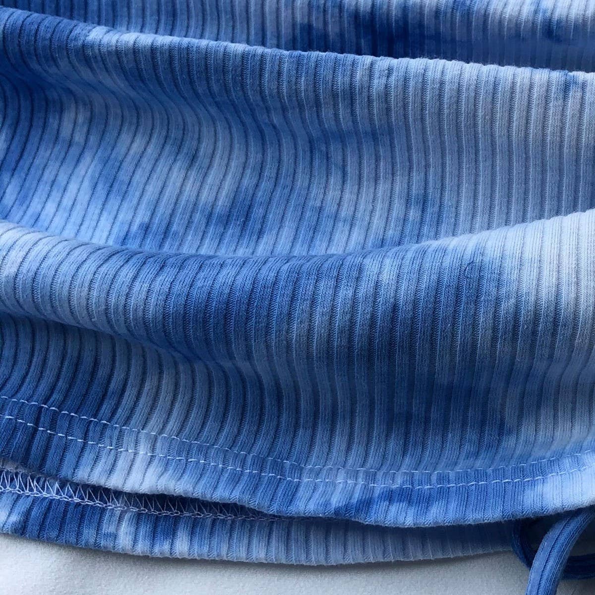 KNITTED DRAWSTRING SKIRT TIE DYE PLEATED SKIRT_CWBSS0409