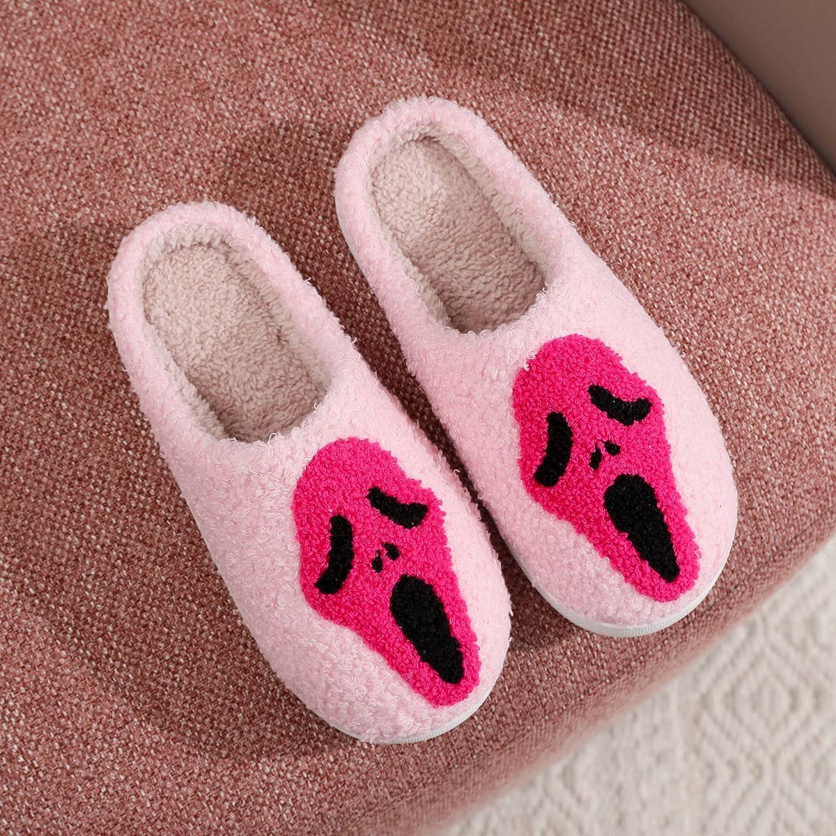 HALLOWEEN HOME SKULL SCREAM COTTON SLIPPERS_CWMM3061
