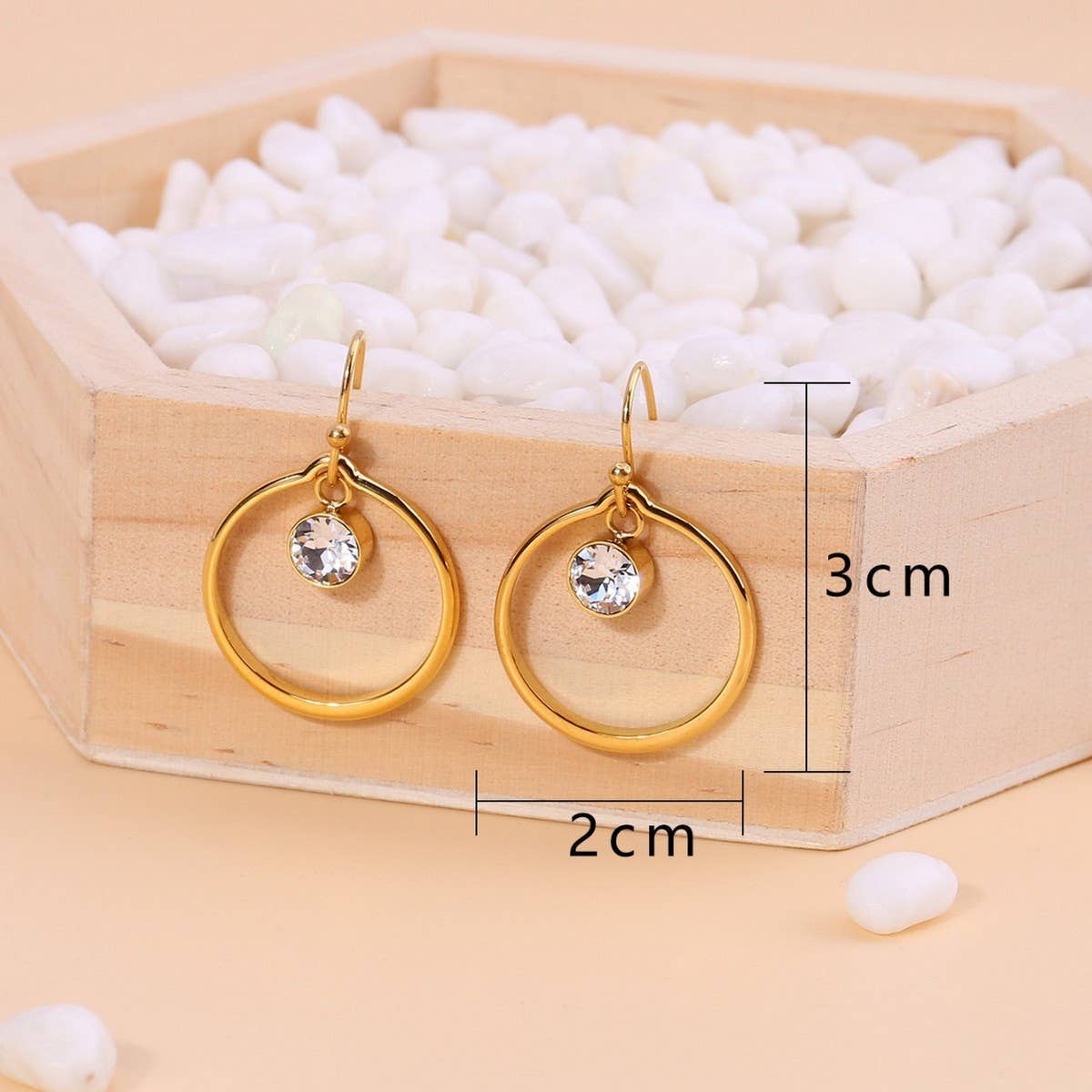 Titanium Steel Fashionable Zircon Circle Earrings_Cwmm3663
