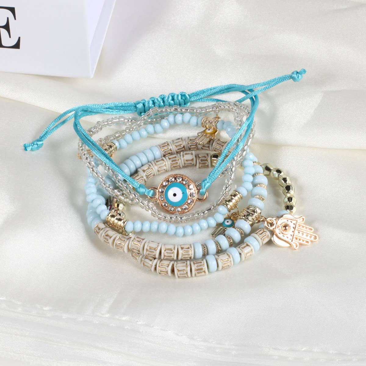 HANDMADE BEADED EVIL EYE LAYERED BRACELET_CWAJE2211