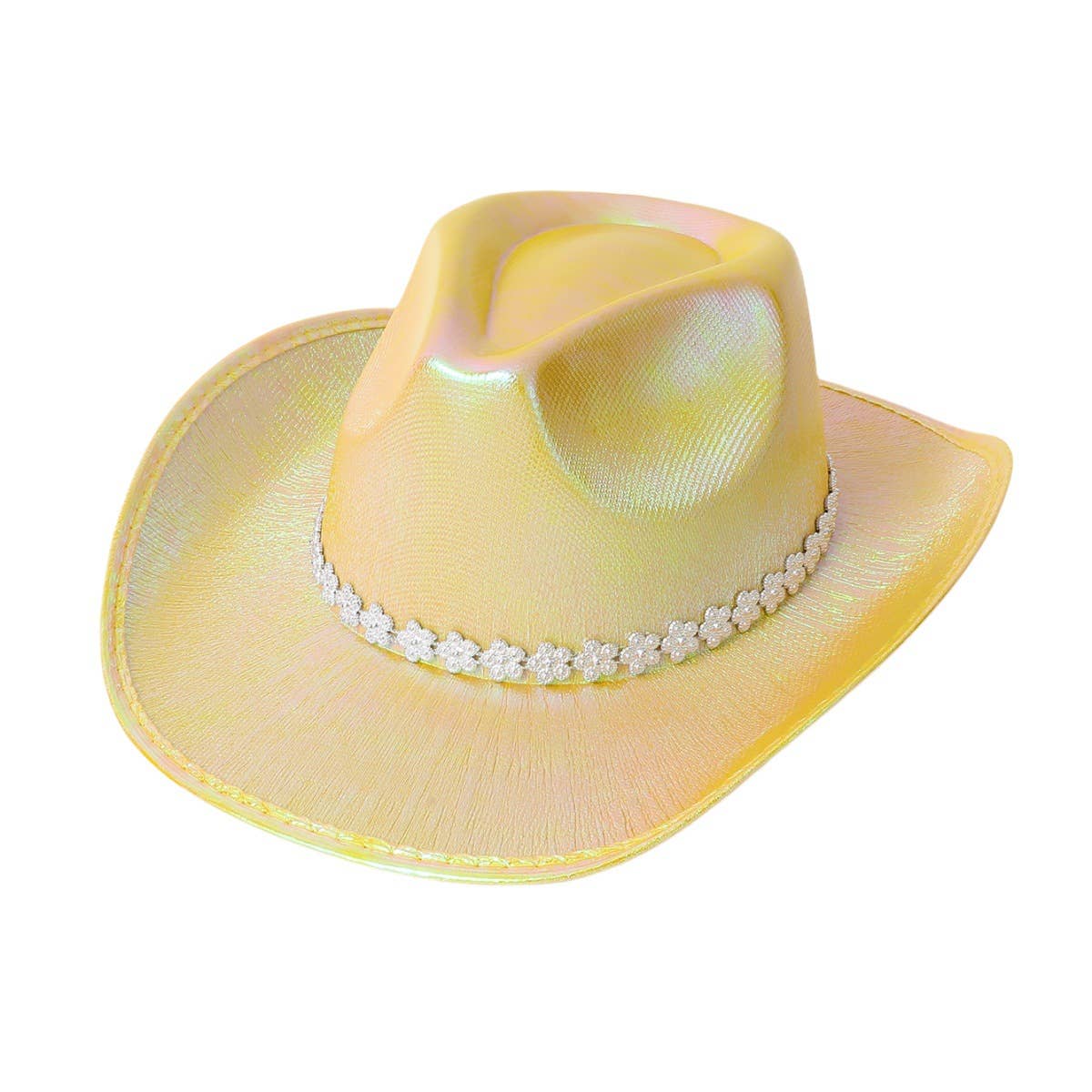 GLITTER WESTERN COWBOY HAT WITH RHINESTONE STRIP_CWAH3646