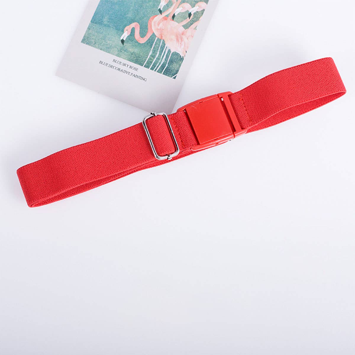 SOLID COLOR PLASTIC BUCKLE ELASTIC BELT_CWABE0681