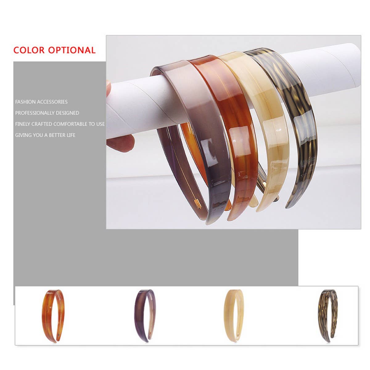 2 2CM WIDE VINTAGE ACETATE HEADBAND HAIRPIN_CWAHA4341