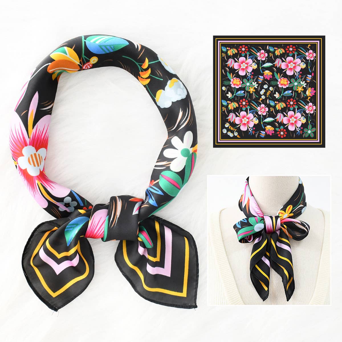 FLORAL PRINT SCARF VINTAGE NECK HEAD WRAP_CWASC1173