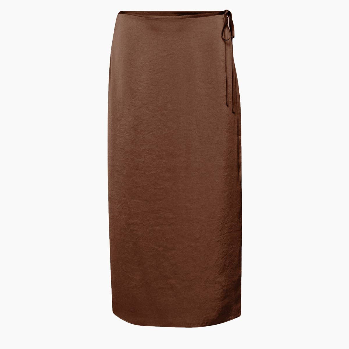 LACE UP SATIN SKIRT HIGH WAIST SLIT STRAIGHT SKIRT_CWBSS0416