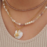 SUMMER STARFISH SHELL STAINLESS STEEL NECKLACE_CWMM3745