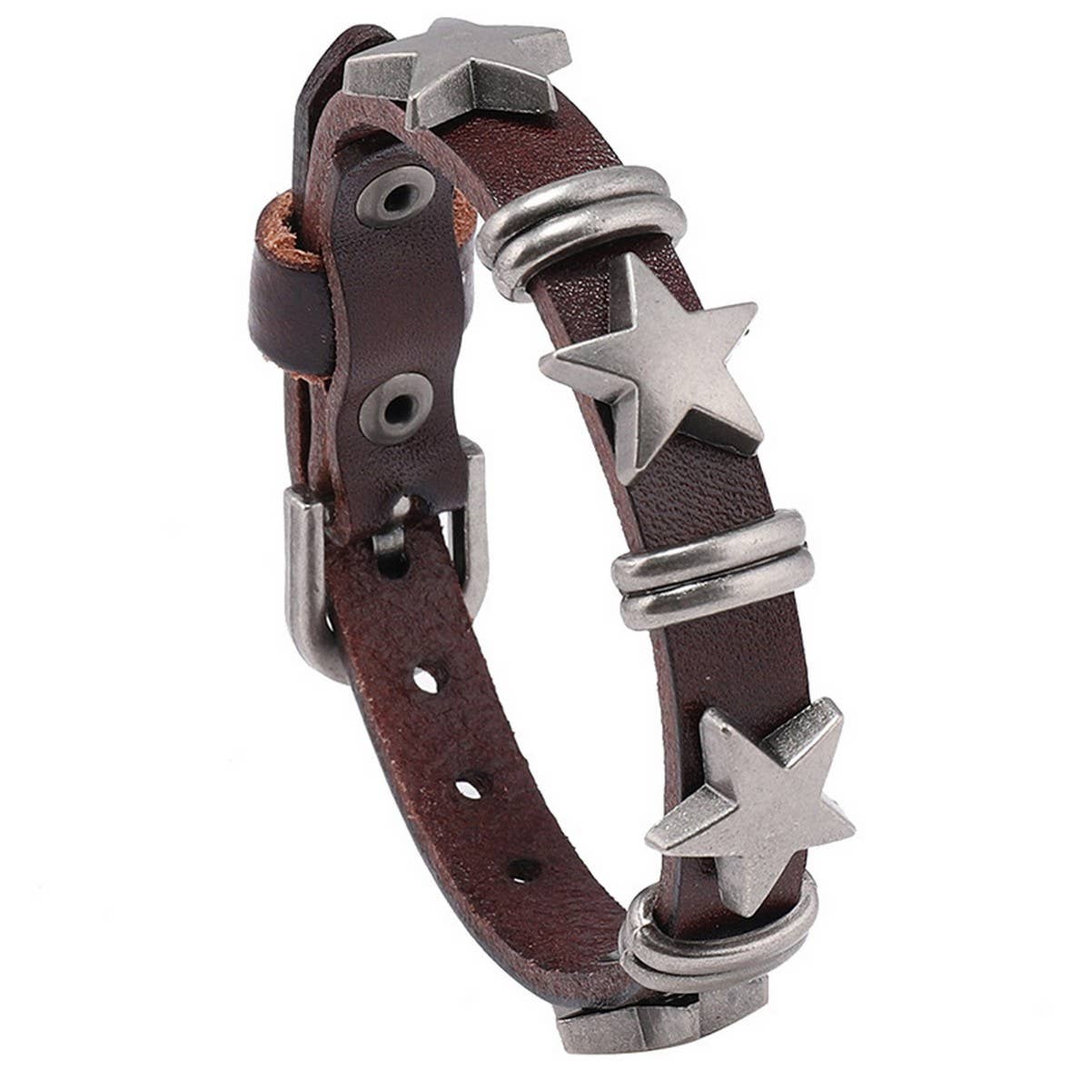 FIVE POINTED STAR RETRO COWHIDE CREATIVE BRACELET_CWMM4468