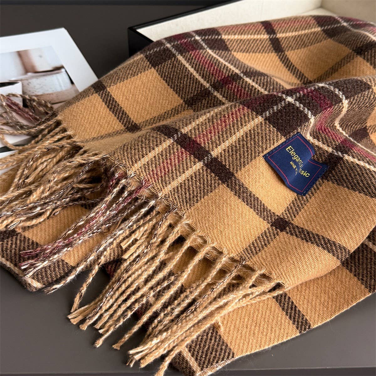 Classic Plaid Cashmere Feel Scarf For Women_Cwasc03235