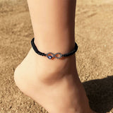 EVIL EYE INFINITY ANKLET HANDMADE BEACH CORD_CWMM6343