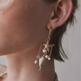 OCEAN SERIES STARFISH CONCH PEARL EARRINGS_CWAJE5121