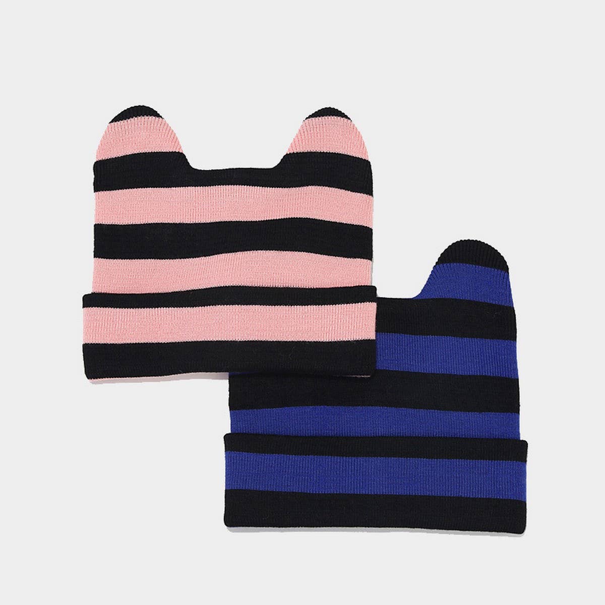 ARTISTIC RETRO STRIPED COW EAR KNITTED HAT_CWAH2127