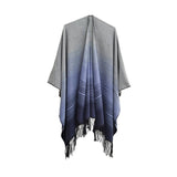 GRADIENT FINE LINES TASSELS WARM SHAWL CLOAK_CWASC0282