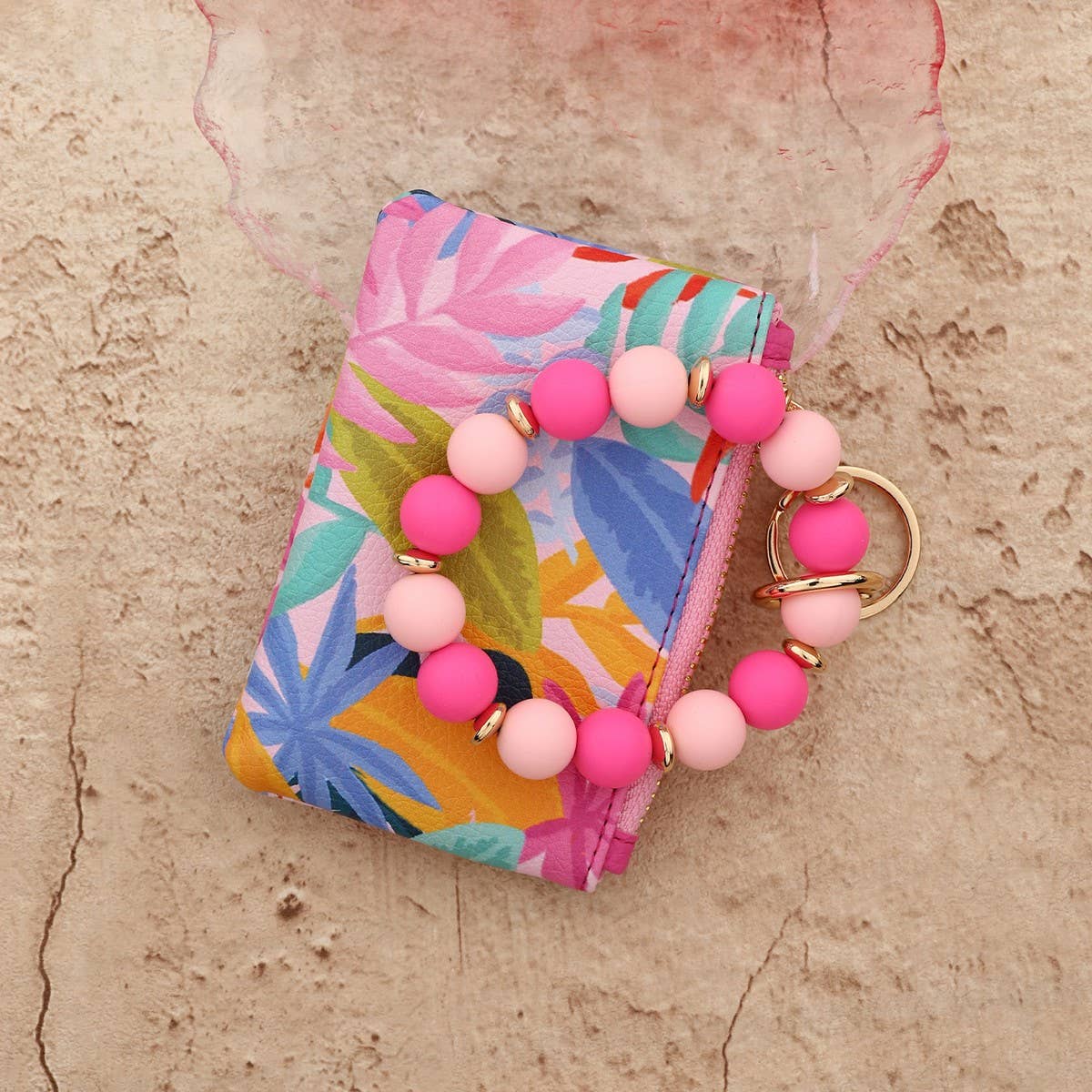 LEATHER CARD COIN PURSE WRISTLET KEYCHAIN BAG_CUAB00435