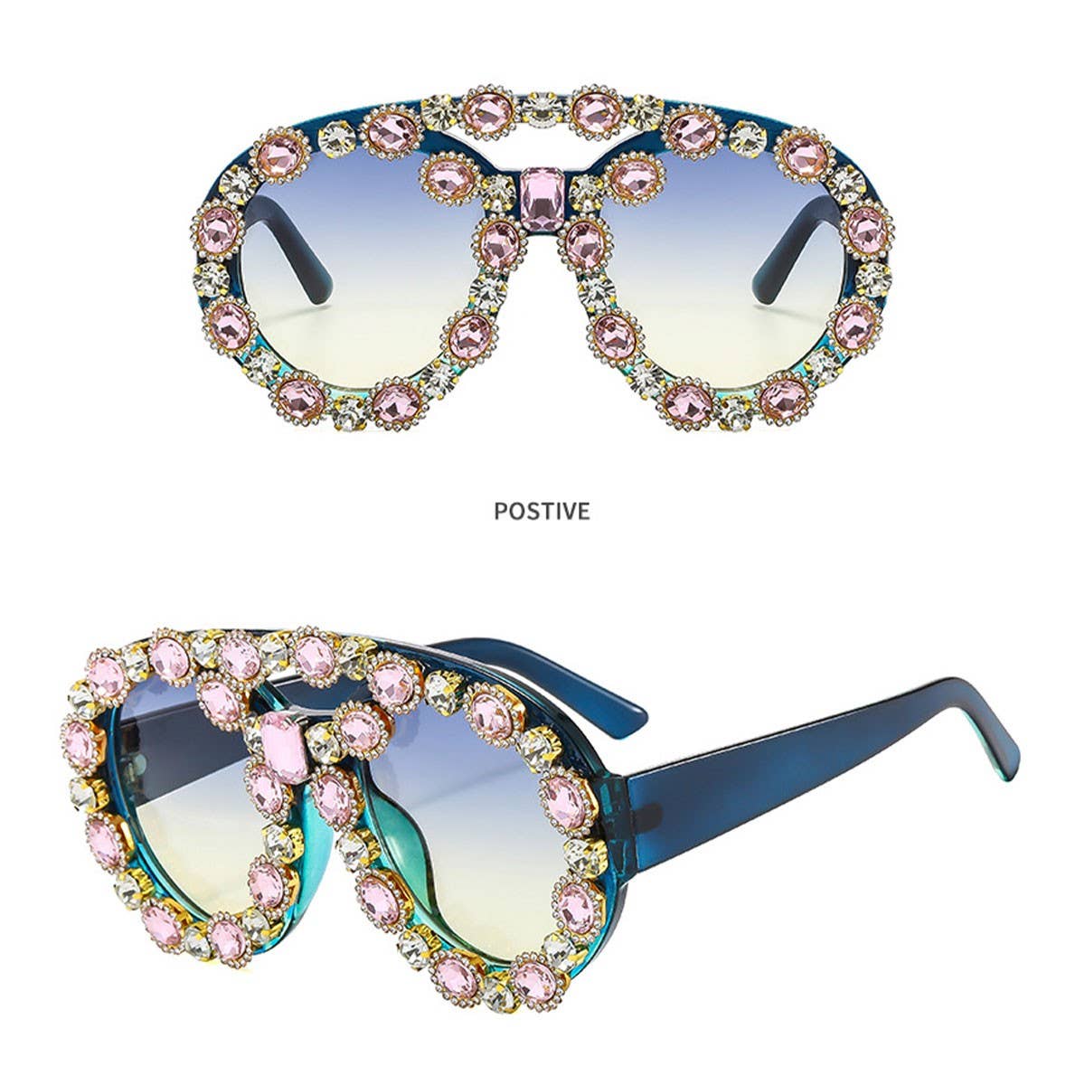 LARGE CONTRAST OVAL LUXURY EMERALD SUNGLASSES_CWASG0867