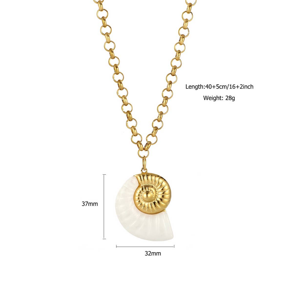 BOLD OCEAN STEEL NECKLACE WITH STARFISH SHELL_CWMM8852