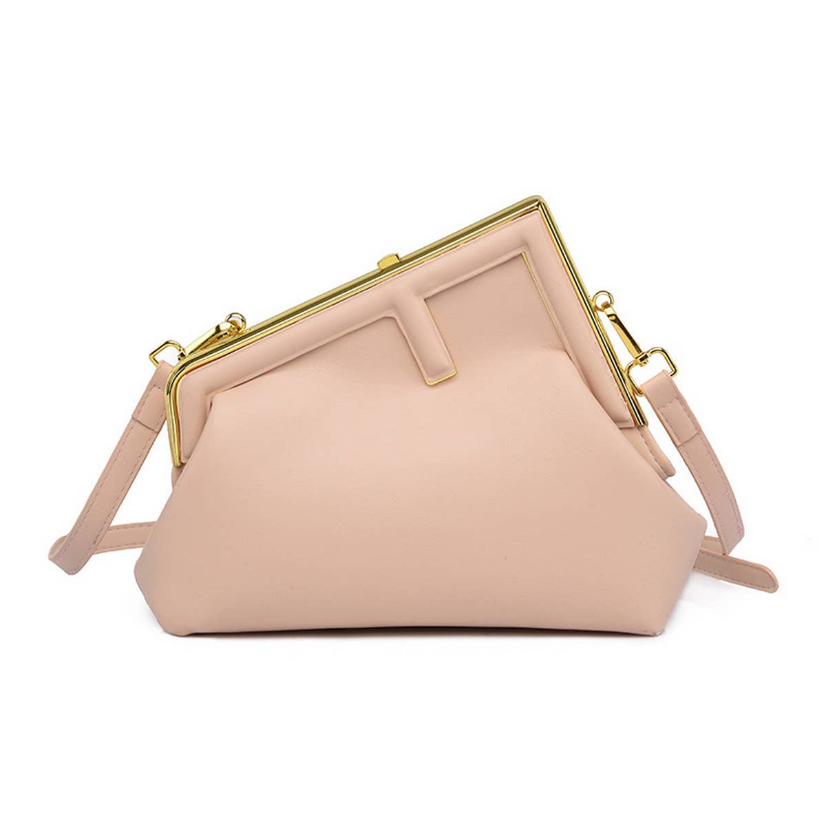RETRO SIMPLE METAL CLIP SHOULDER BAG_CWAB1598