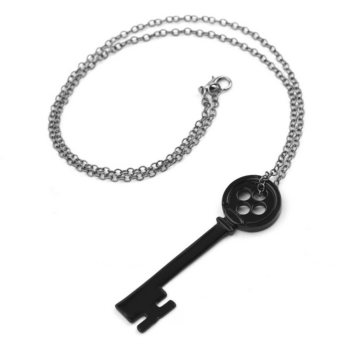 Vintage Personalized Black Key Pendant Necklace